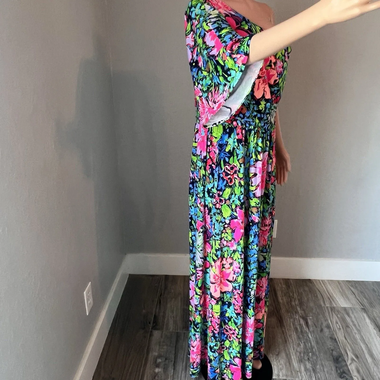 Lilly Pulitzer Niki Maxi Floral Spring stretch Dress Festive Fantasy Size L #72 - Image 8