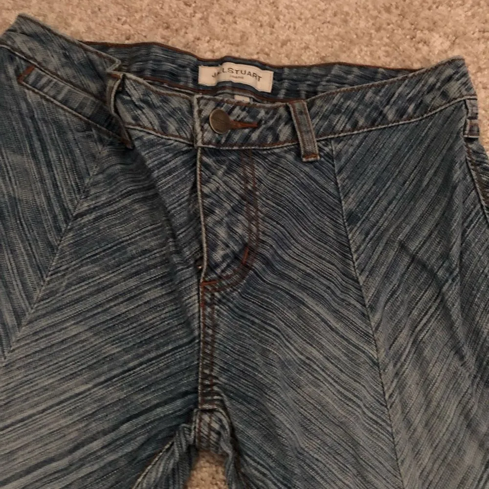 flare chevron stripe denim cotton jeans 90s, 100% cotton, size 4 - Image 4