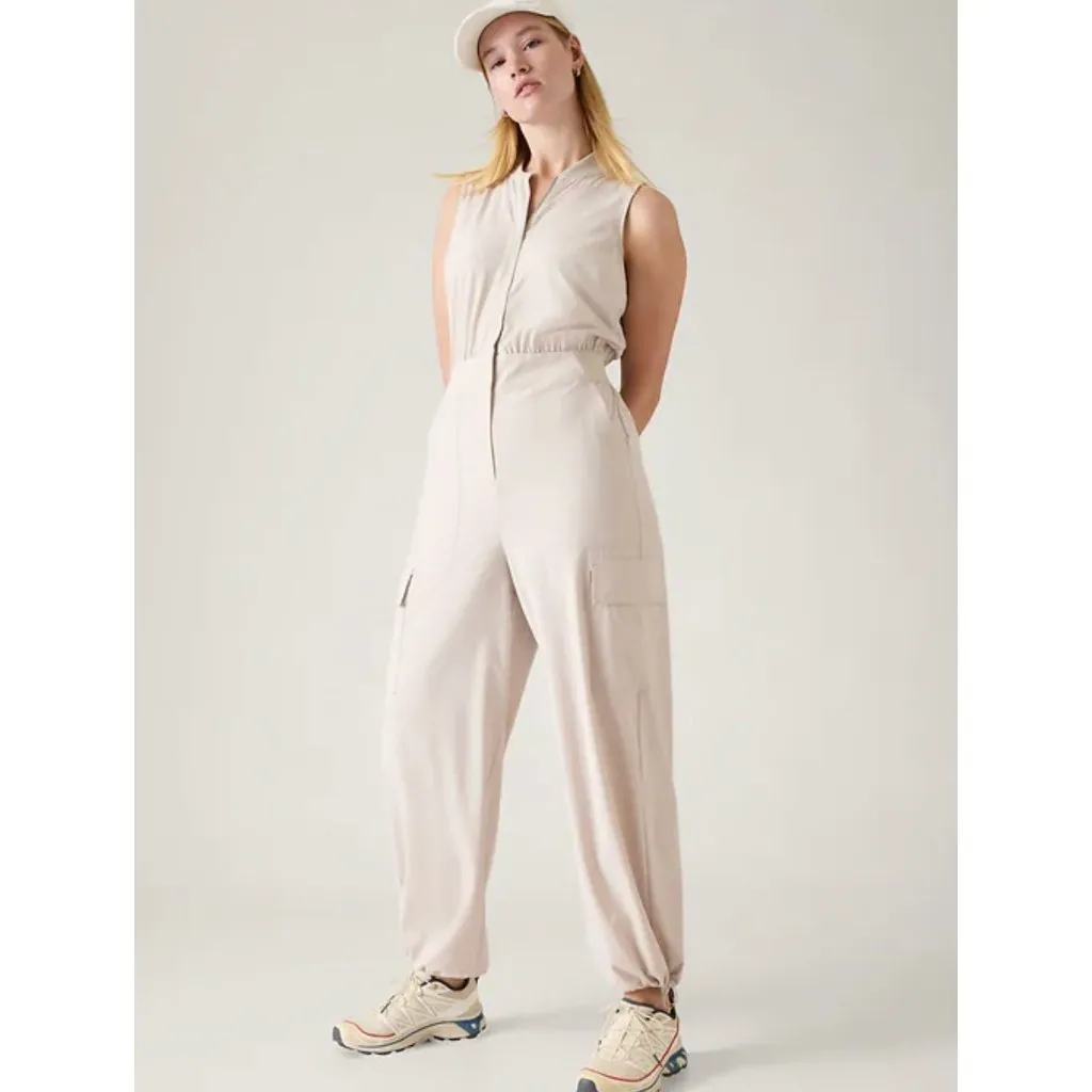 New Athleta 12 Brooklyn Utility Jumpsuit Abalone White Size 12 - Image 7