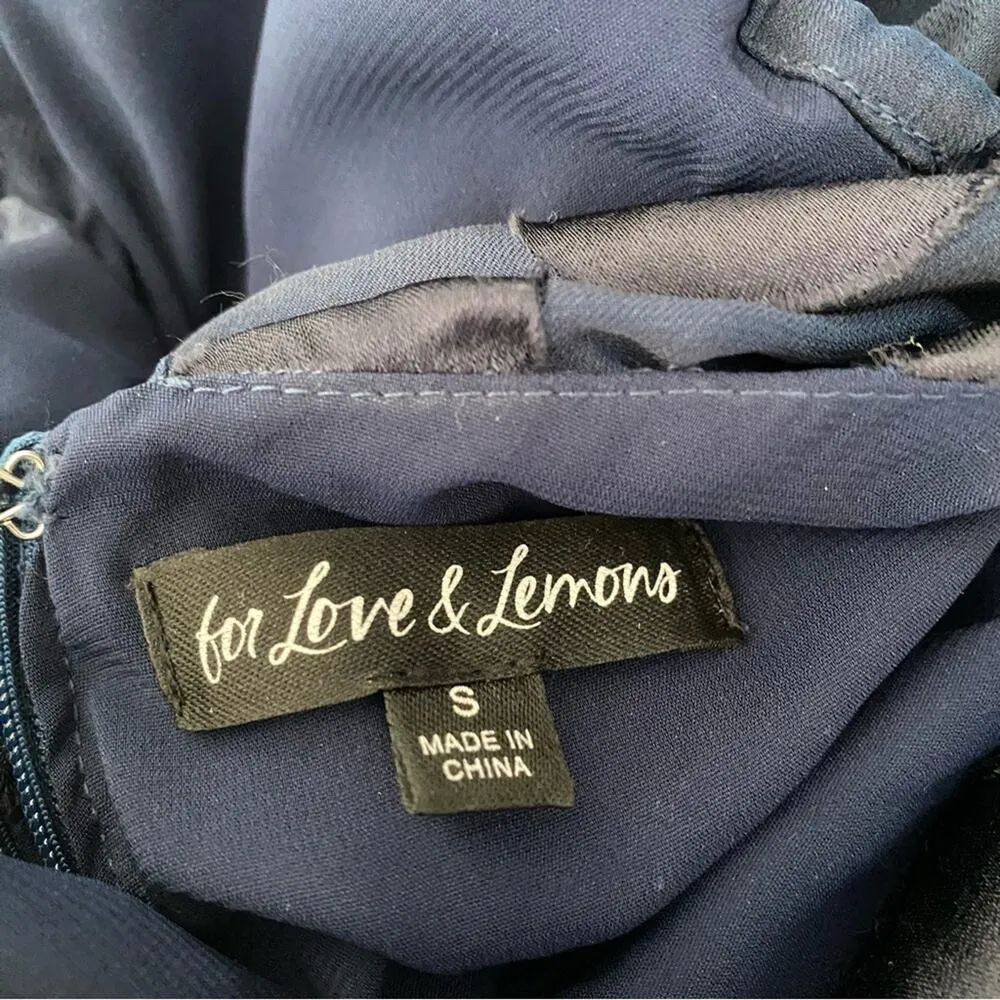 For Love and Lemons Lula Mini Navy Blue Polka Dot Dress size small - Image 12