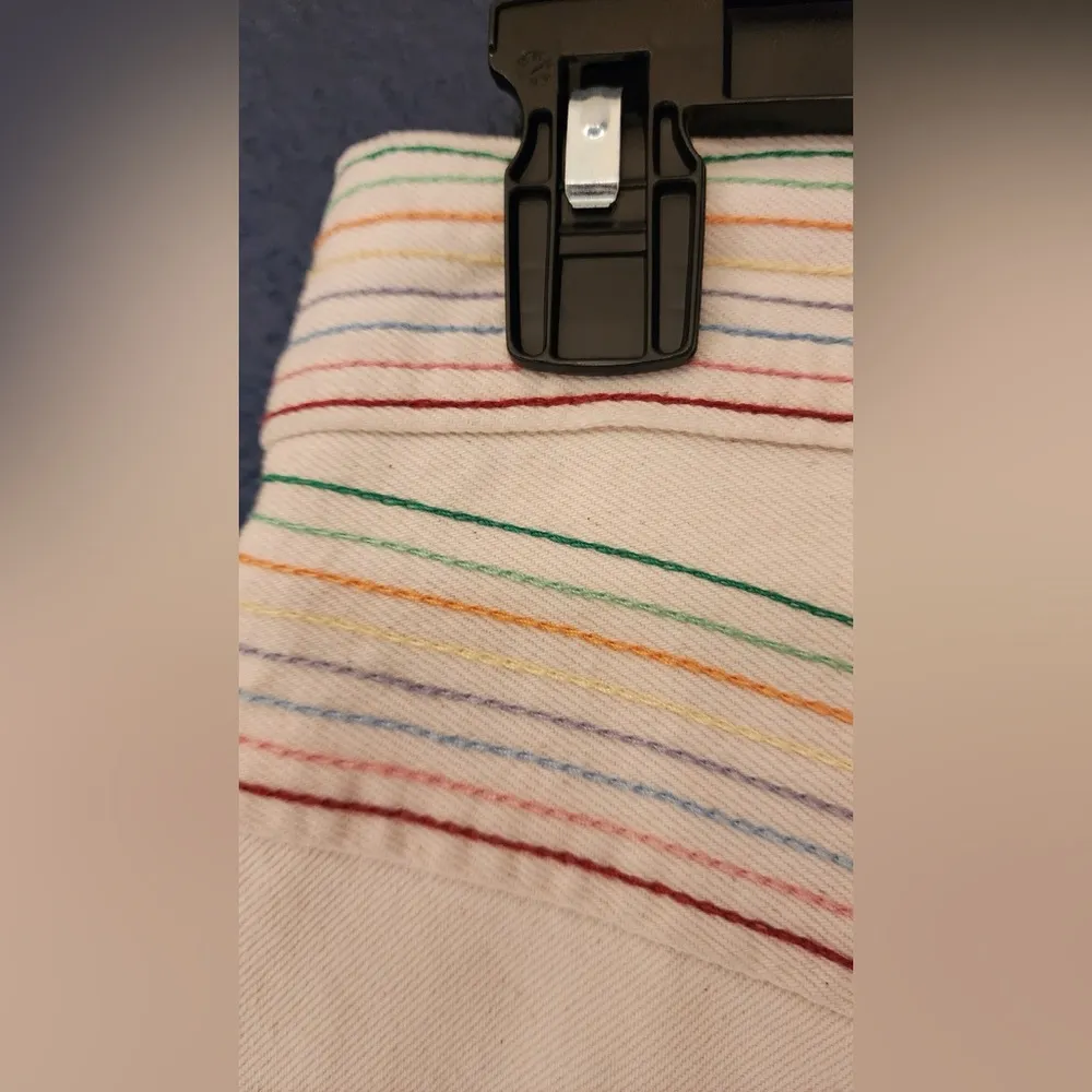 REDONE Blanca Miró Stove Pipe Embroidered High Rise Straight Jeans Cream Size 27 - Image 11