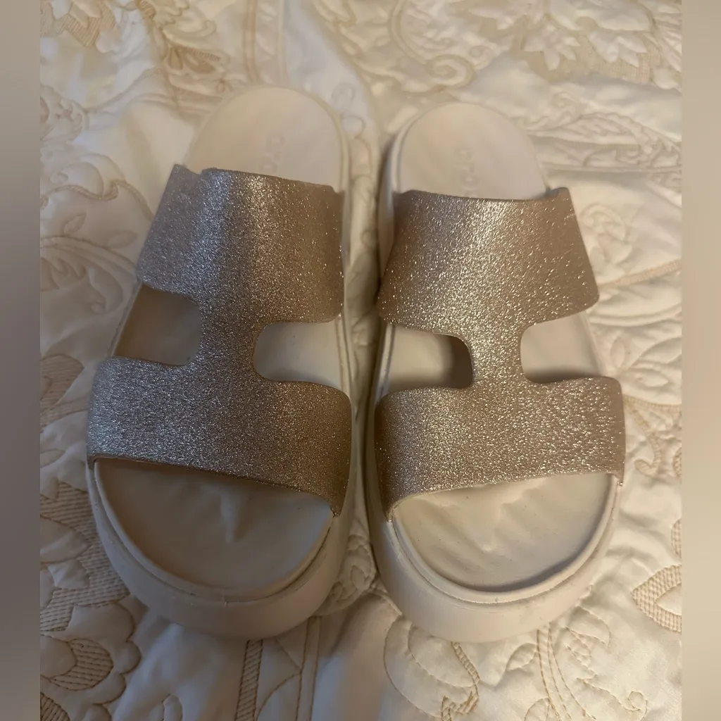 CROCS Women's Glitter Sandals - Beige - Image 3