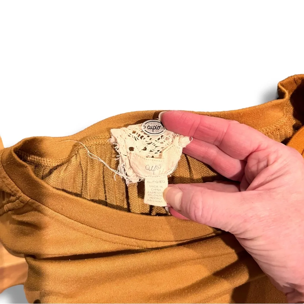 Cupio Shirt Womens XL Carnelian Orange Mixed Fabric Short Sleeve Top Fall Autumn - Image 6