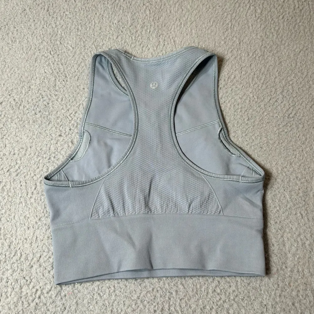 Lululemon Athletica Sports Bra Womens 4 Blue‎ High Neck Ebb To Train Sports Bra Blue - Image 2