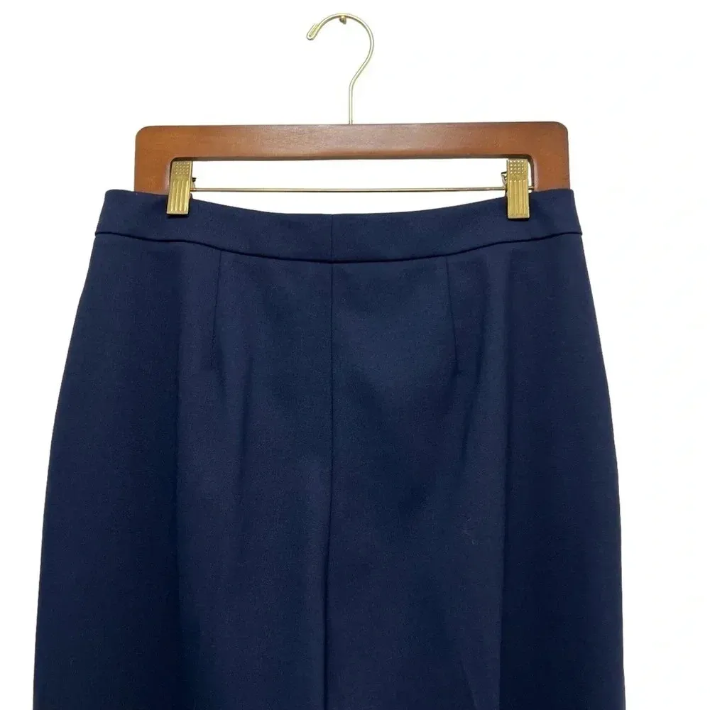 St. John Women’s Wool Cropped Straight Leg Pants Navy Cuffed Hem Office Size 6 - Image 7