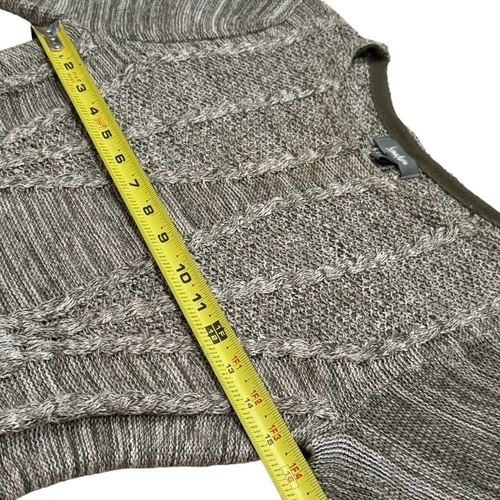 Neiman Marcus Green Ivory Tight Knit Long Sleeve Chucky Pleated Sweater Size M - Image 9