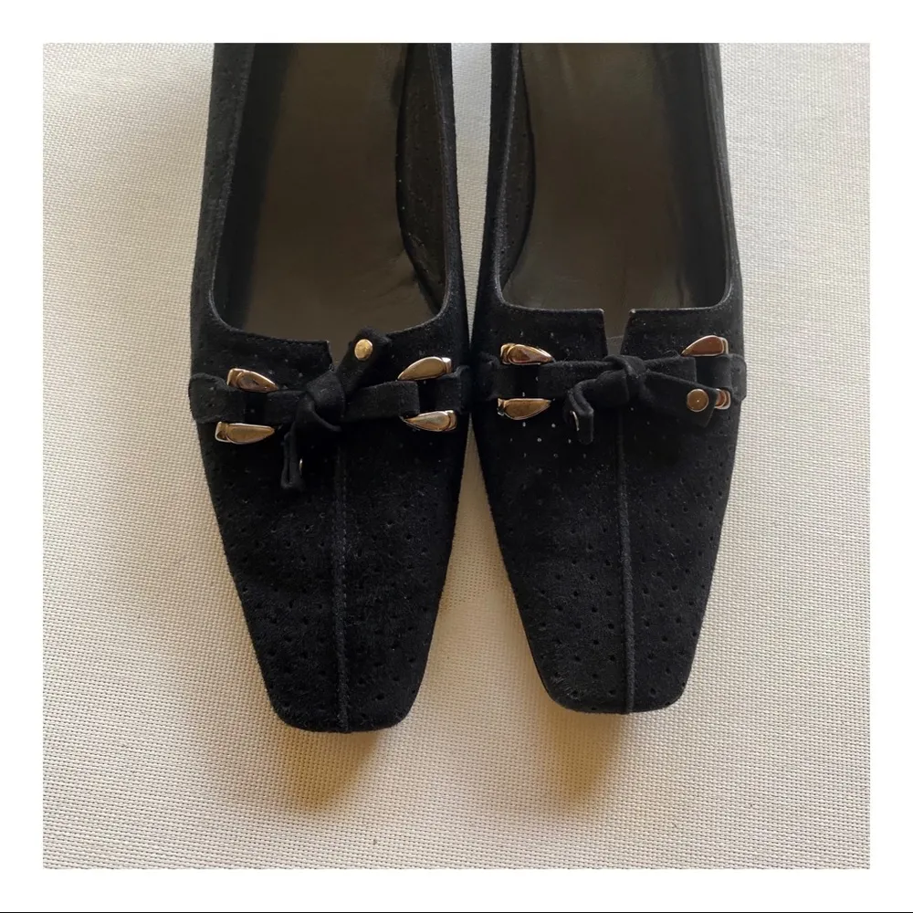 COPY - Stuart Weitzman Perforated Suede Kitten Heels - Image 3