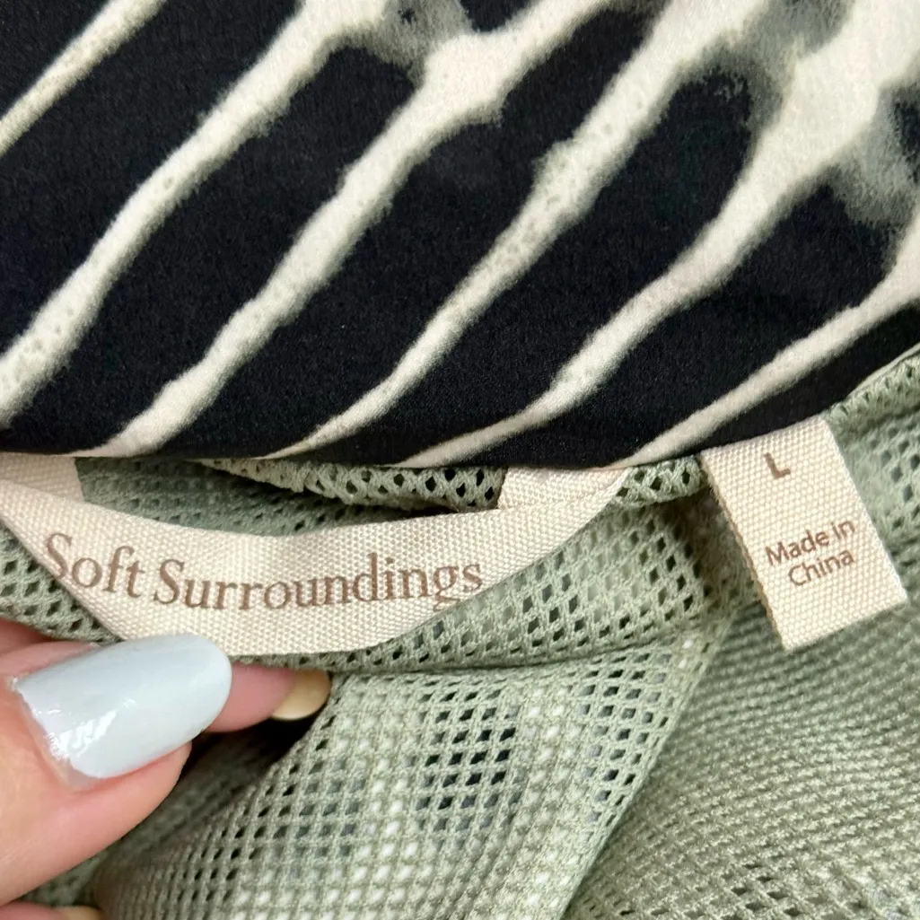 Soft Surroundings Go Lively Shibori Hooded Anorak Jacket Size L Zip Snaps Lined - Image 3