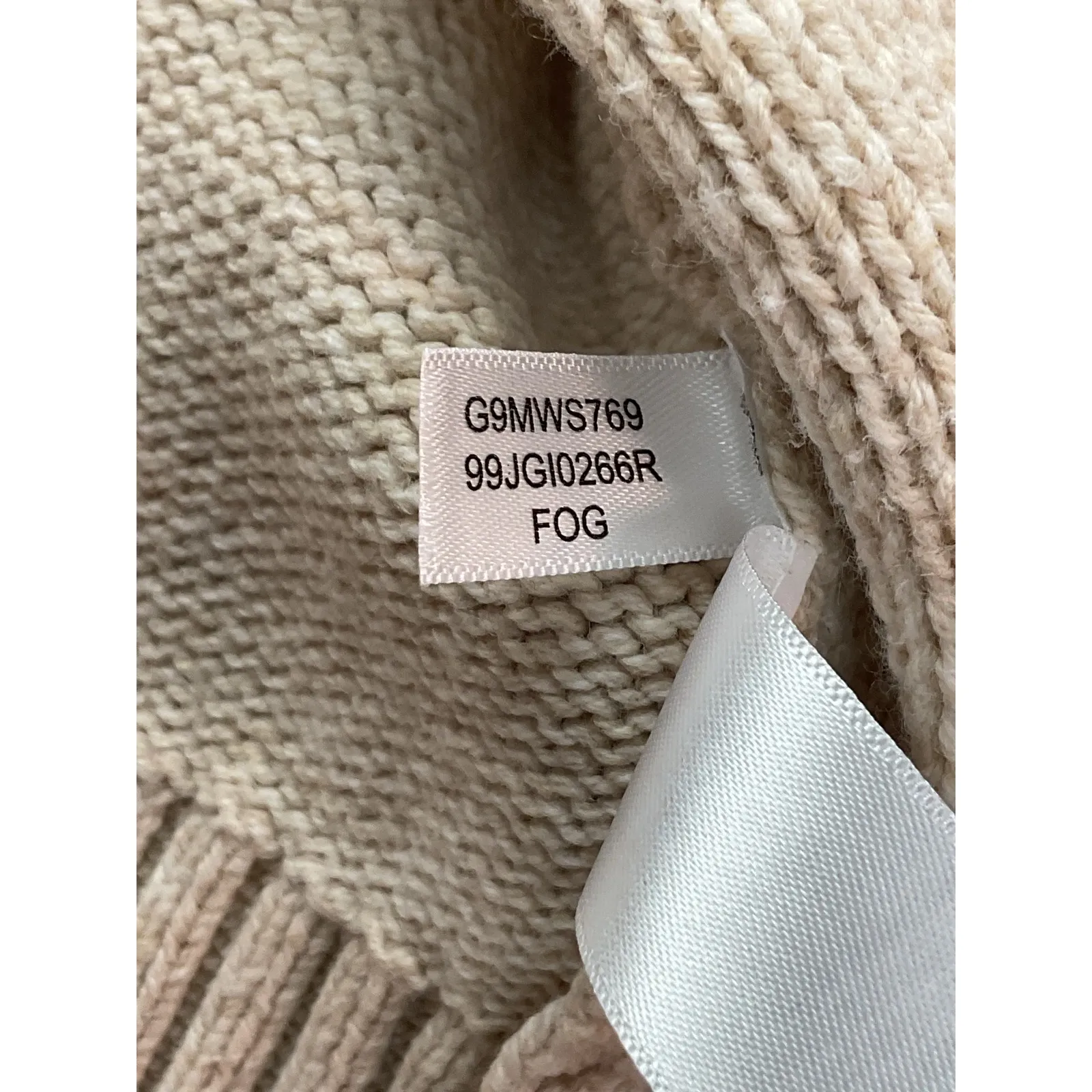 G H Bass & Co Cable Knit Cardigan Sweater Beige Button Front Long Sleeve Women L Tan Size L - Image 13