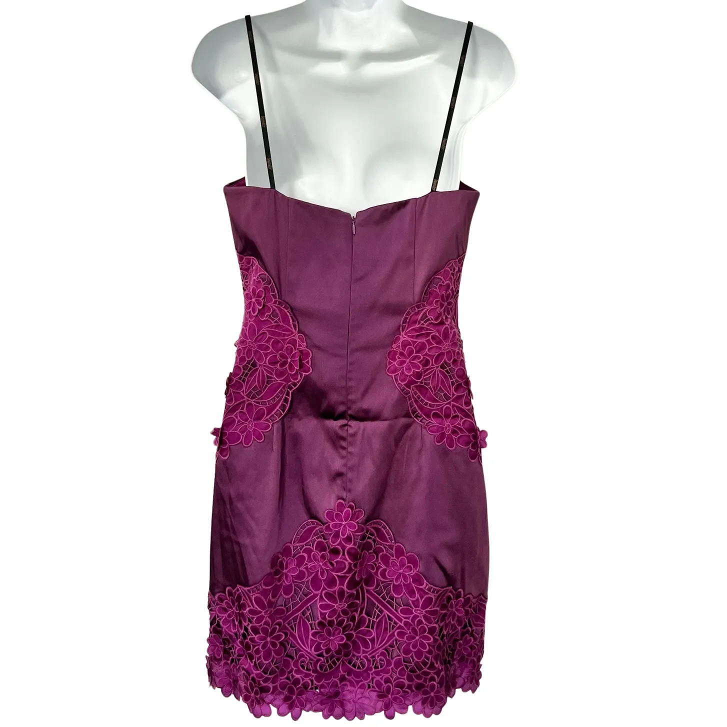 Laundry by Shelli Segal Purple Strapless Mini Dress Floral Crochet size 4 Y2K - Image 7