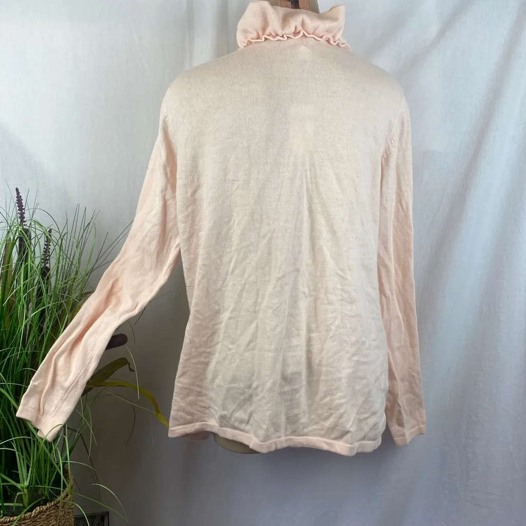 Chico’s Pink Akoya Pearl Ritzy Ruffle Long Sleeve Cardigan Sweater NEW 3 XL - Image 2