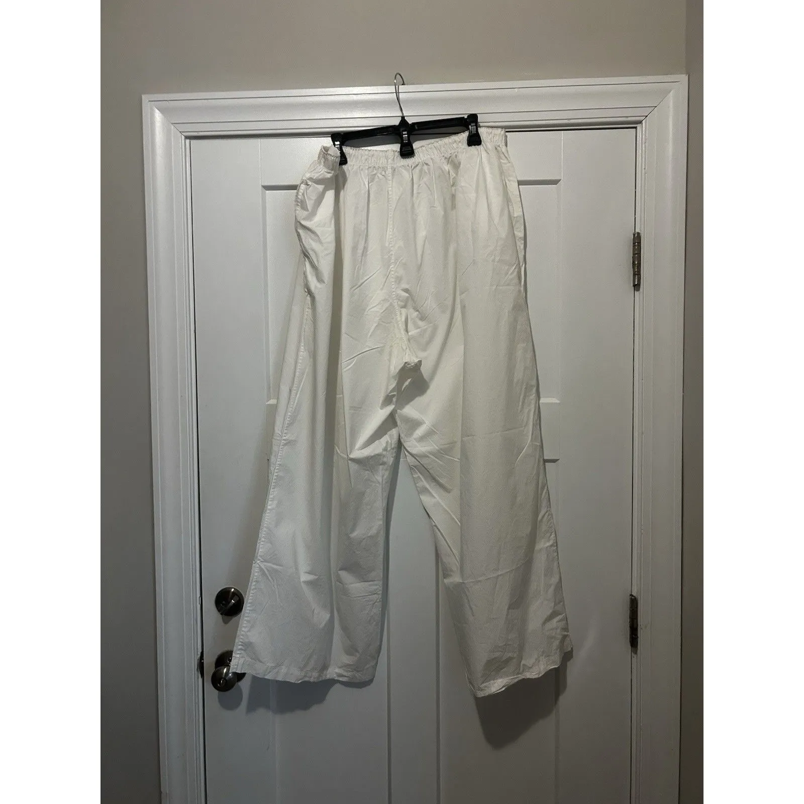 SKIMS Pajama Pants Size 2X White Poplin Sleep Elastic Waist Pockets Lounge Cozy - Image 7