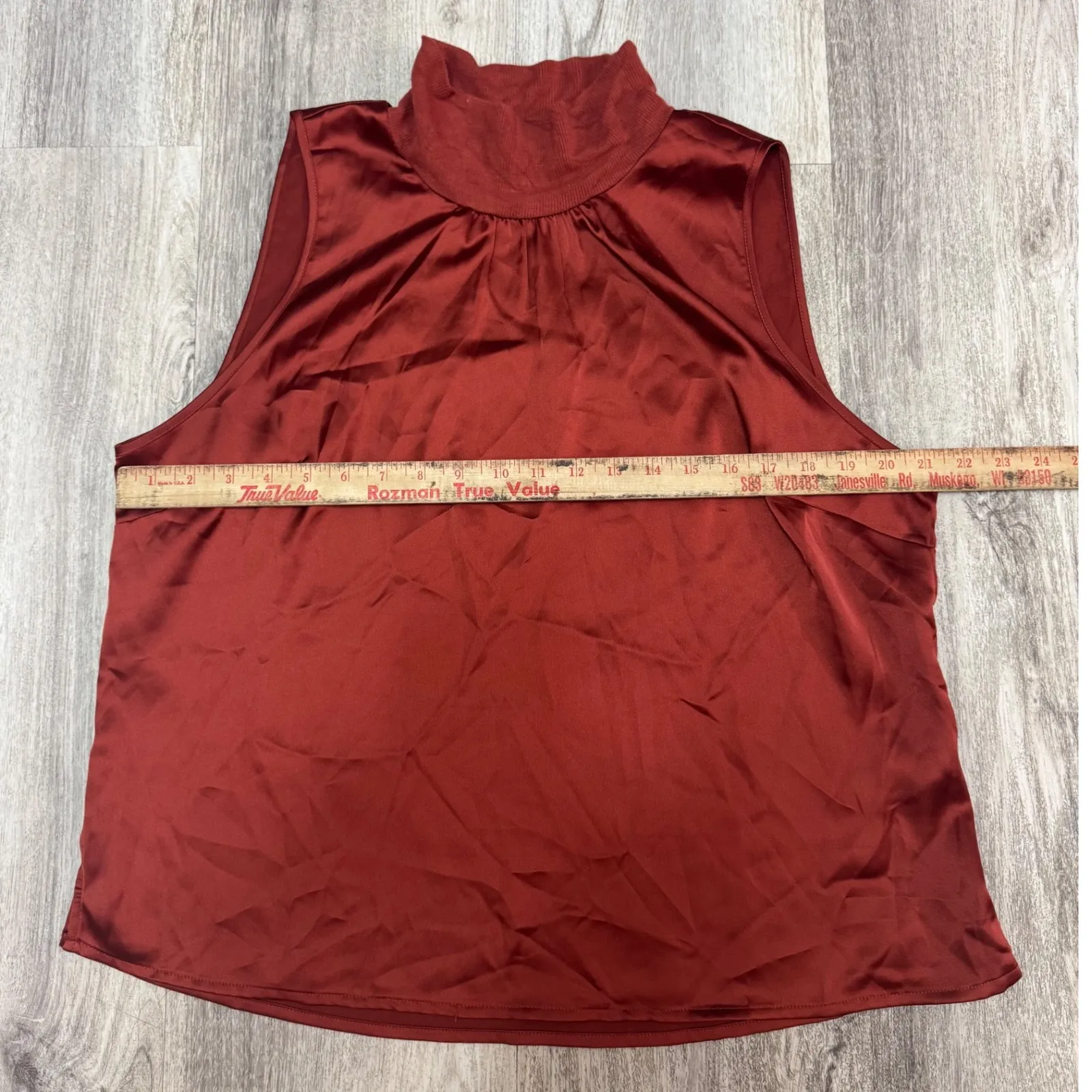 BAILEY/44 Rust Red Sleeveless Mock Neck‎ Blouse Top Women's XL - Image 4