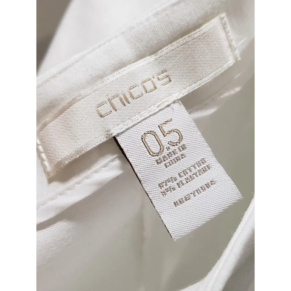 Chico's Women's White Cotton Side Zip Stretch Straight Leg Ankle Dress Pants 6 - Image 7