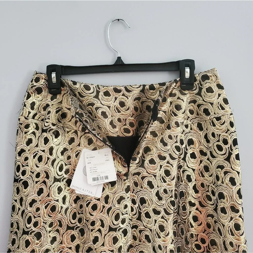 Doncaster Black & Gold Metallic Dressy Circle Skirt Size 8 NWT - Image 3