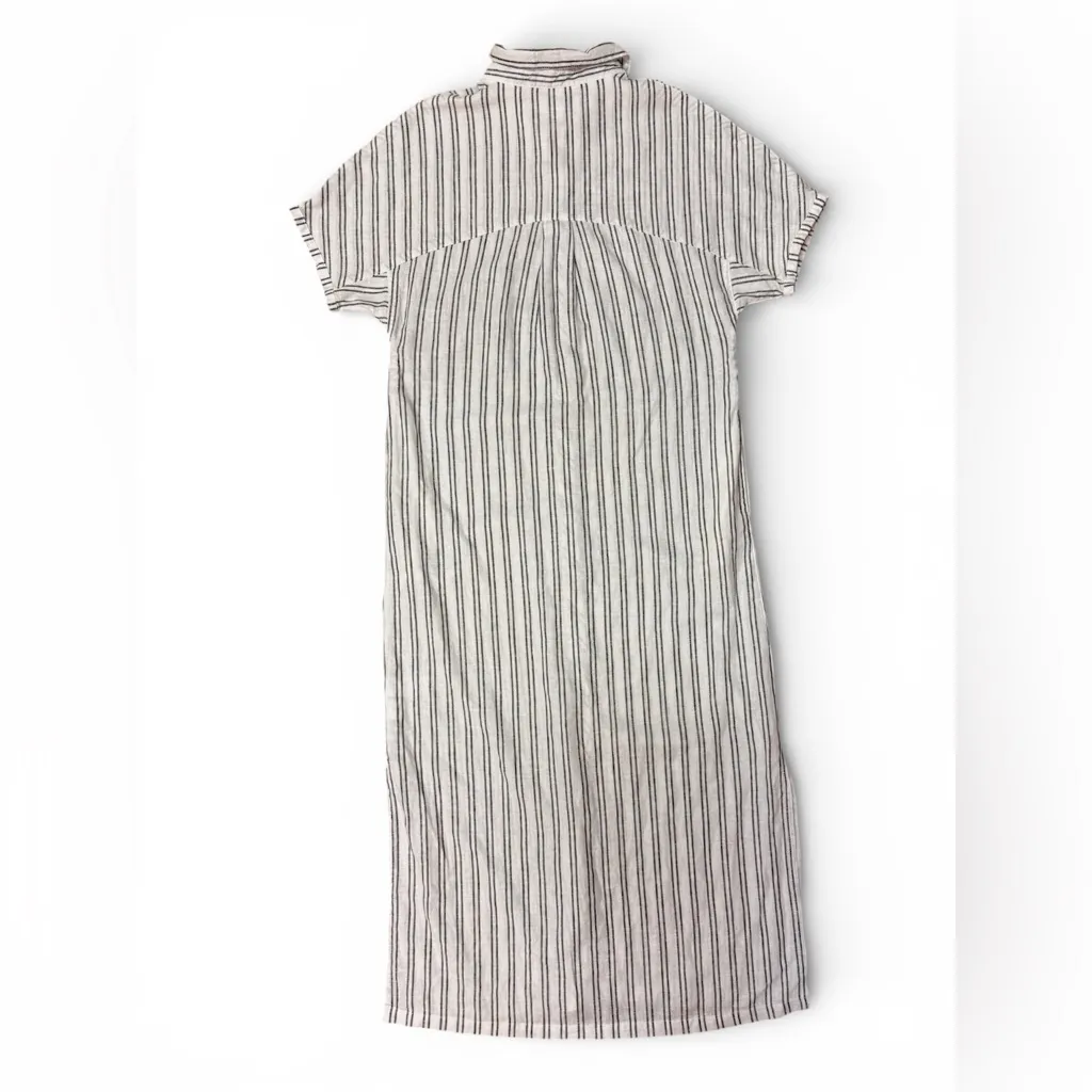 Lucky Brand Linen Blend Midi Shirt Dress XS Striped Button Down Resort - Image 3