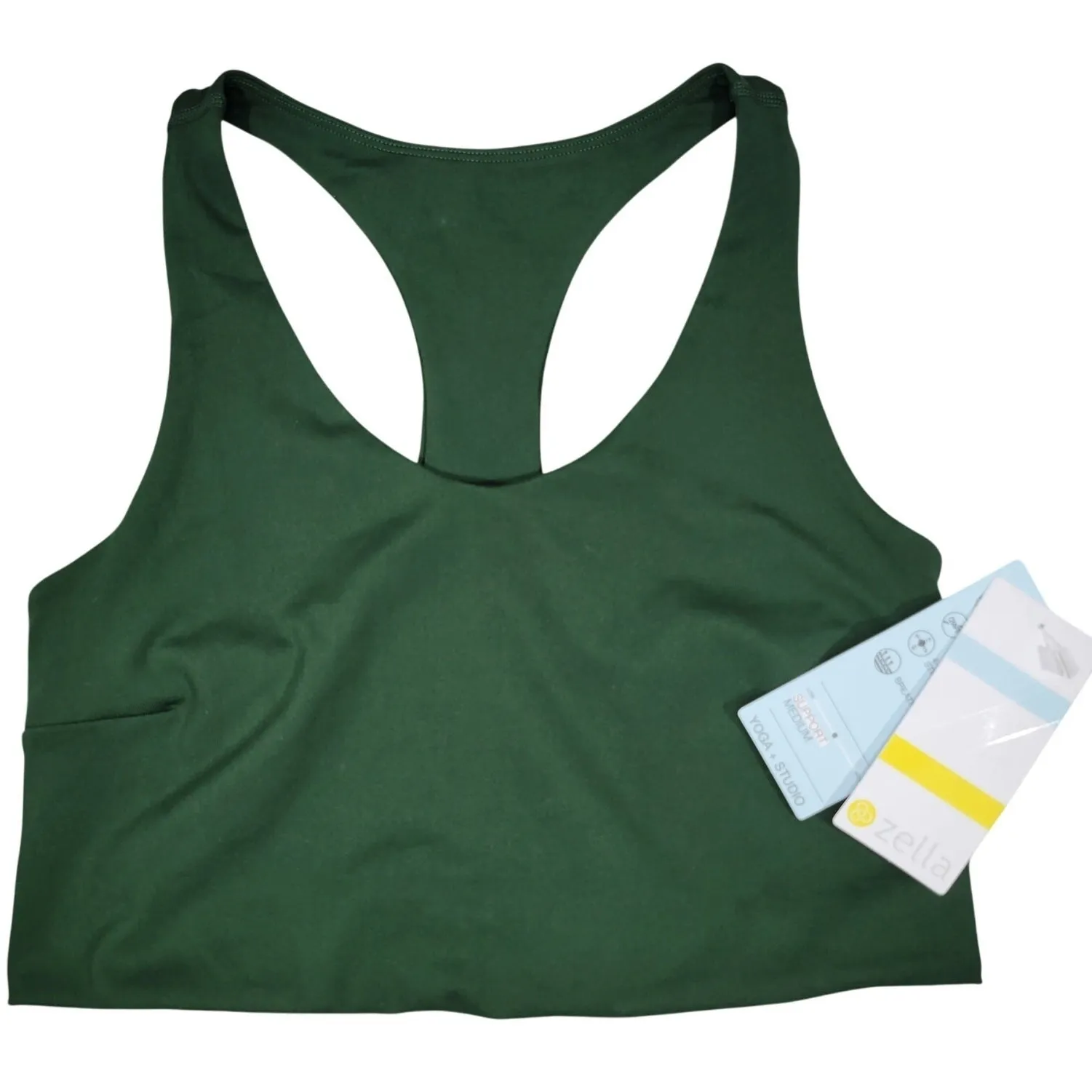 Zella Sports Bra Green Medium Racerback‎ Yoga Studio Low Support Athletic Size S - Image 2