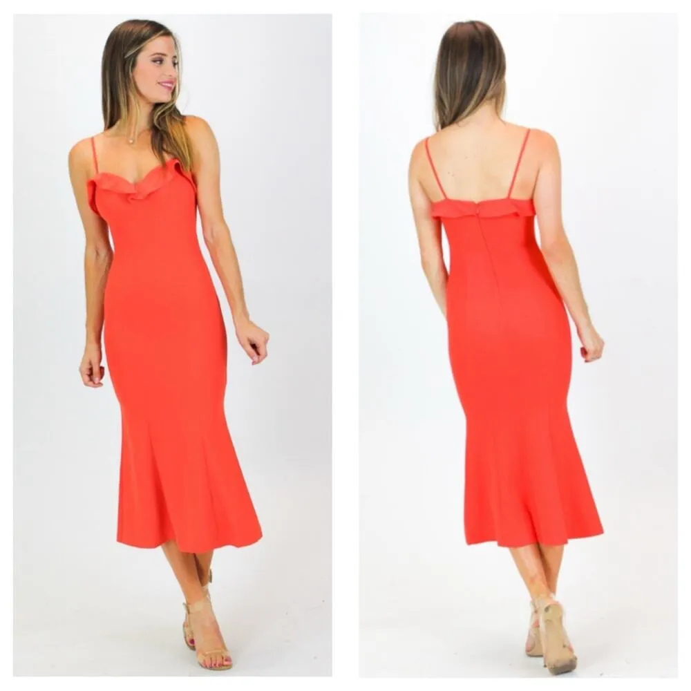 Likely Johnna Sweetheart Neckline Midi Dress Size 0 Orange Cocktail Wedding - Image 14