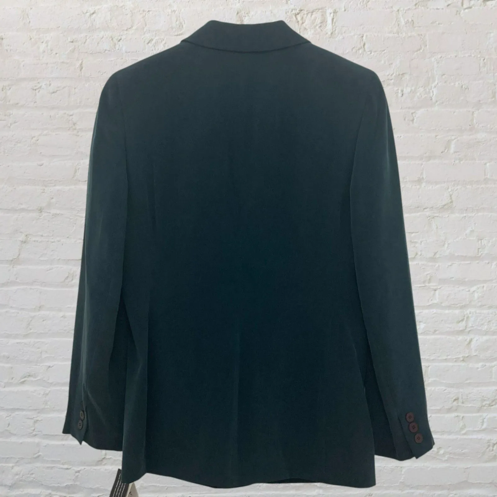 Josephine Chaus Silk Blazer 8P Two Button Green Career Petite NWT ⨠- Image 4