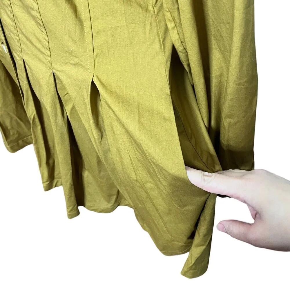 Anthropologie NWT Puff Sleeve Mini Shirtdress Brown Women’s Size 12 Pleated - Image 9