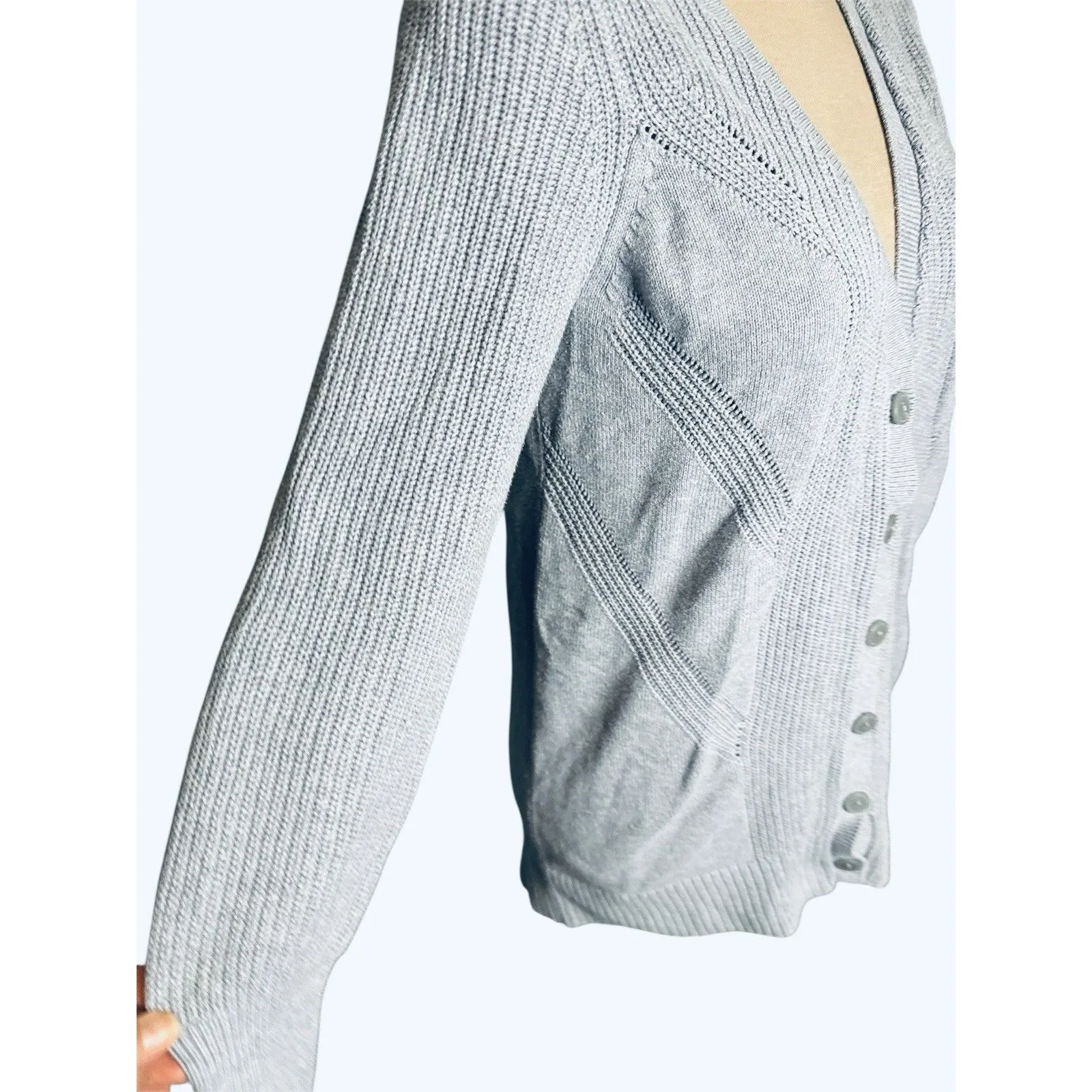 Victoria’s Secret Blue/Gray Cardigan Sweater‎ Women’s Size Small Cotton/Cashmere - Image 2