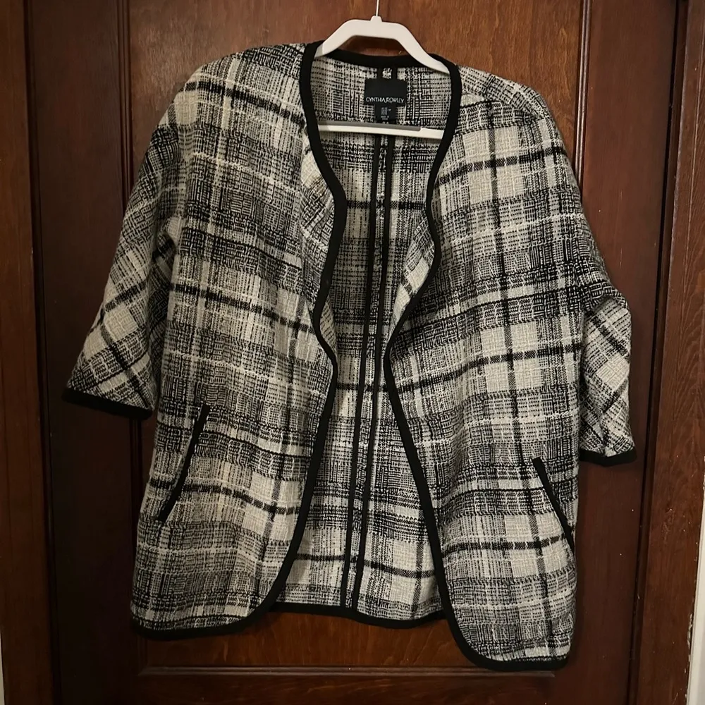 Cynthia Rowley Oversized Plaid Wool Over Coat Size XS - Image 2
