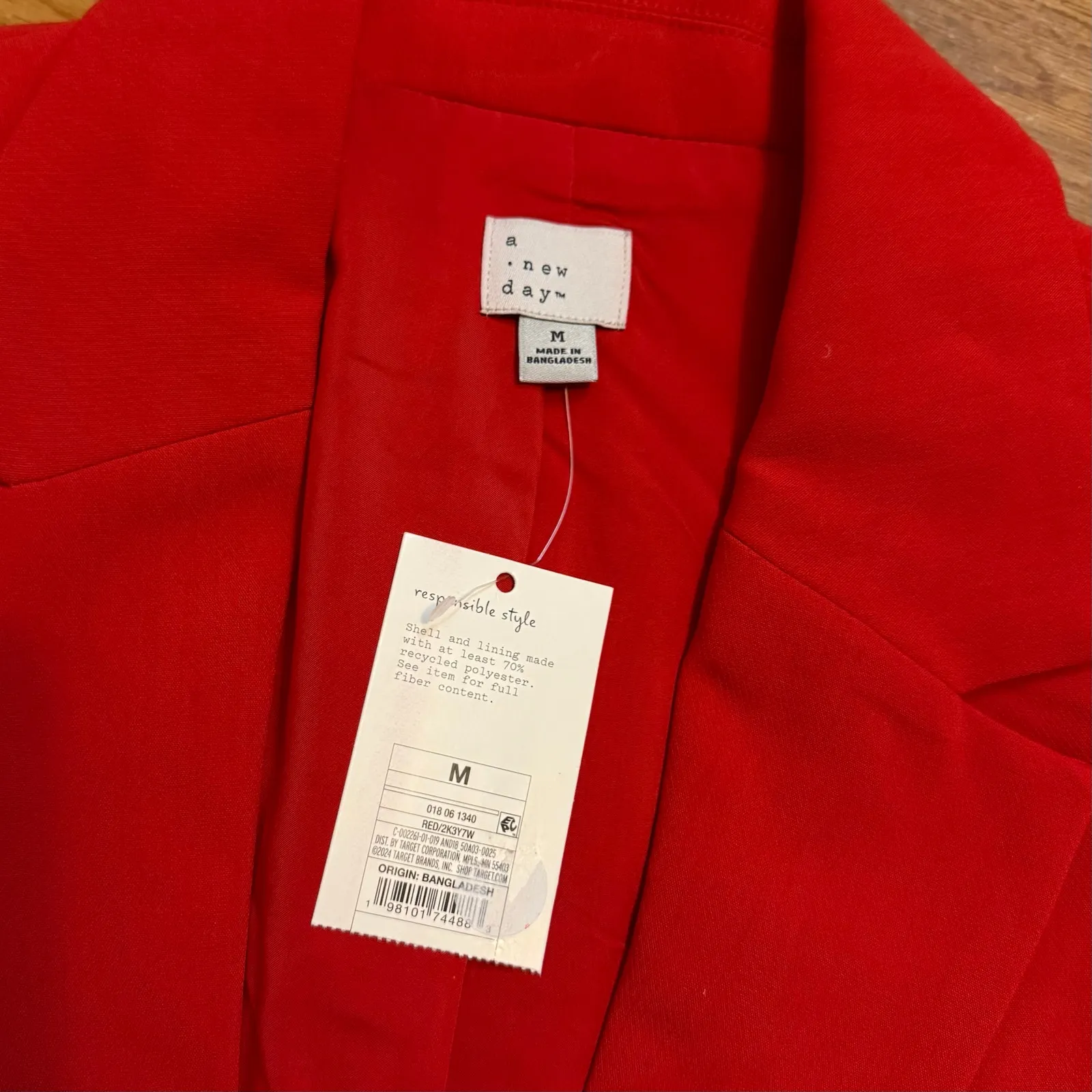 A New Day Women Medium Red Long Sleeve Cropped Blazer Corporatecore Office Siren - Image 8