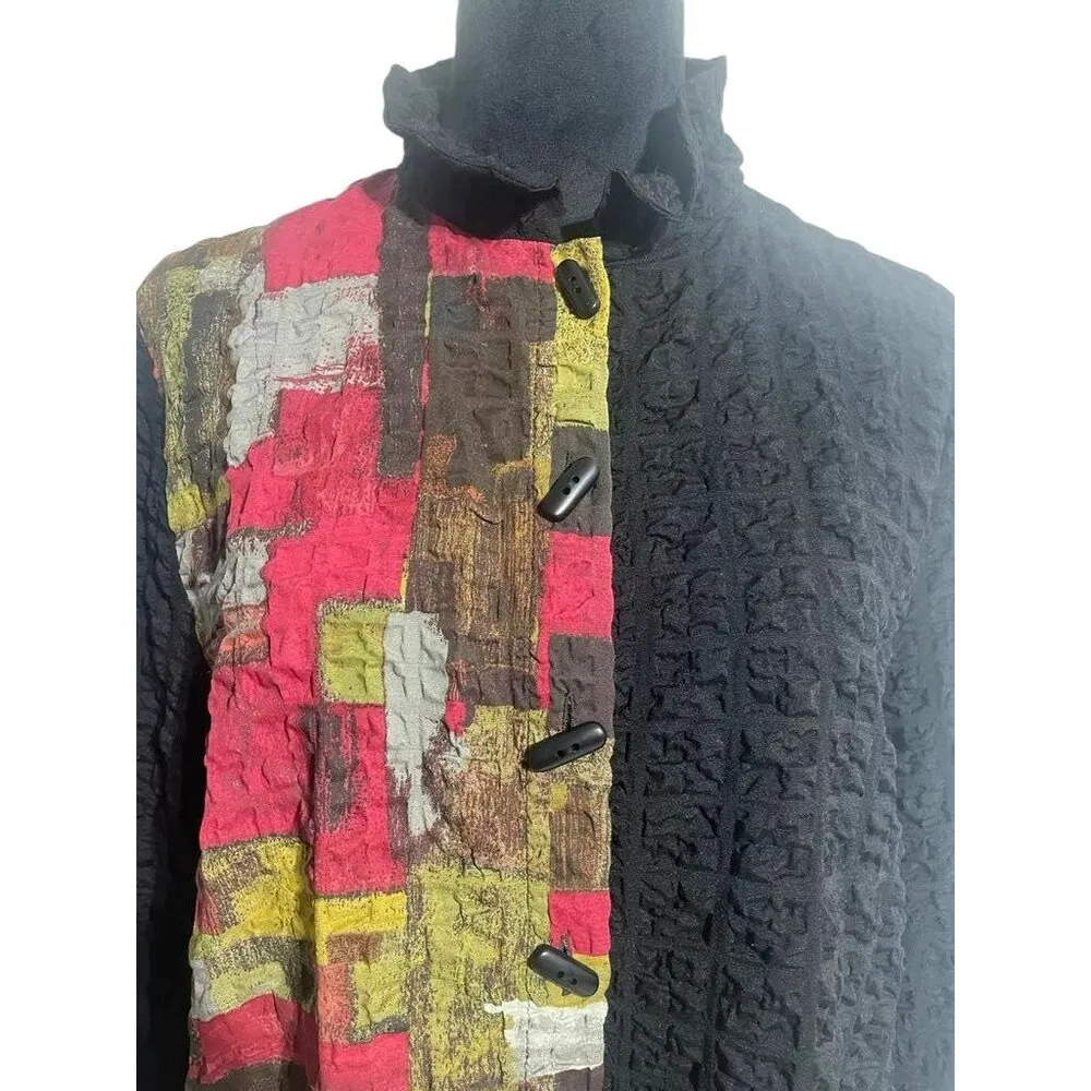 Habitat Size Small  Top Blouse Crinkle Fabric Abstract Art to Wear Boho - Image 2