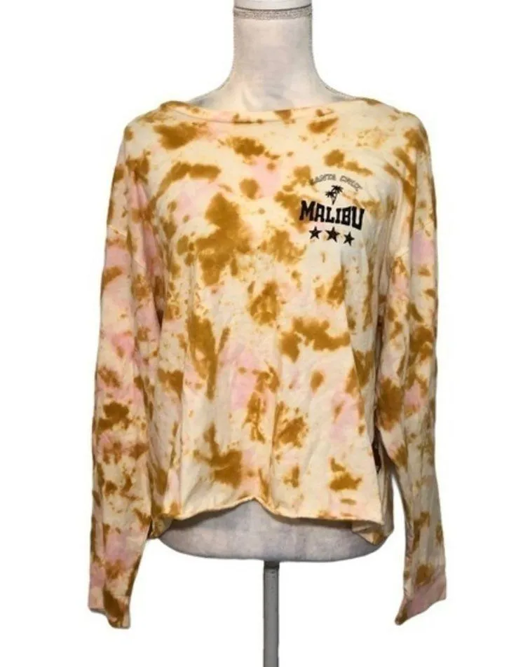 NWOT Gold Yellow Pink Tie Dye Long Sleeve Top New - Image 2