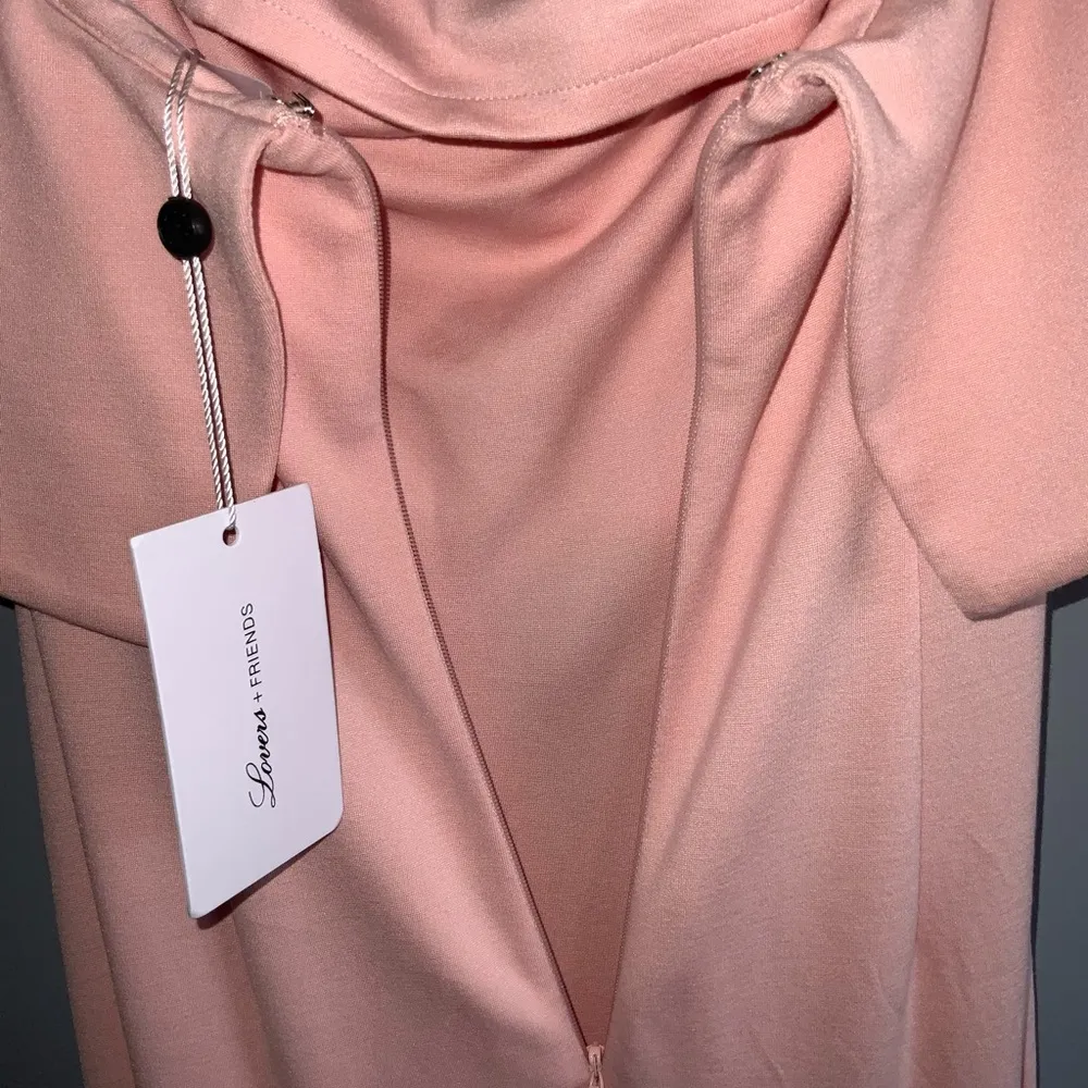 Lovers + Friends Chandler Pink Asymmetrical Strapless Slit Ruffle Gown S - Image 9