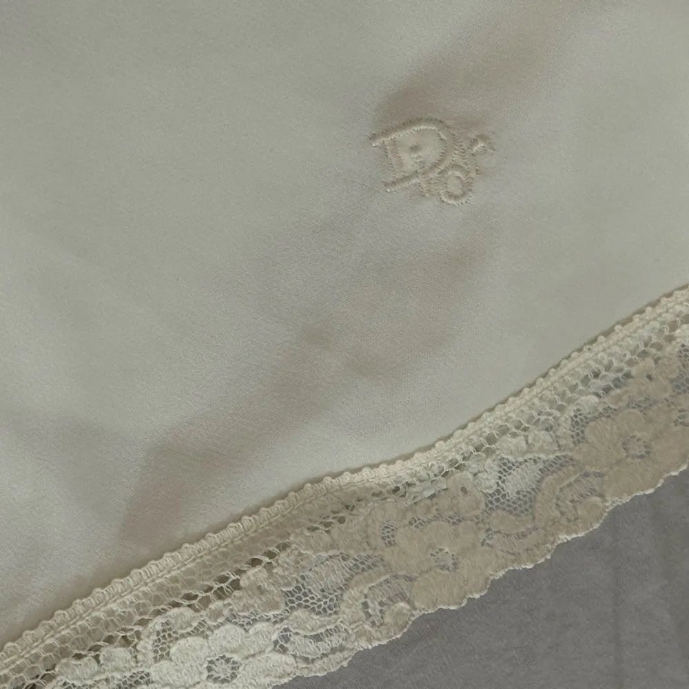 Vintage Christian Dior Lace Trim Camisole Slip Top Ivory Satin Large Paris NY - Image 4