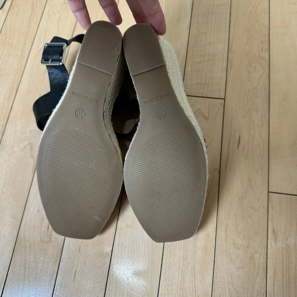 NWOT Steve Madden Women's Uri Wedge Sandal Black Pebbled Leather Size 10 - Image 8