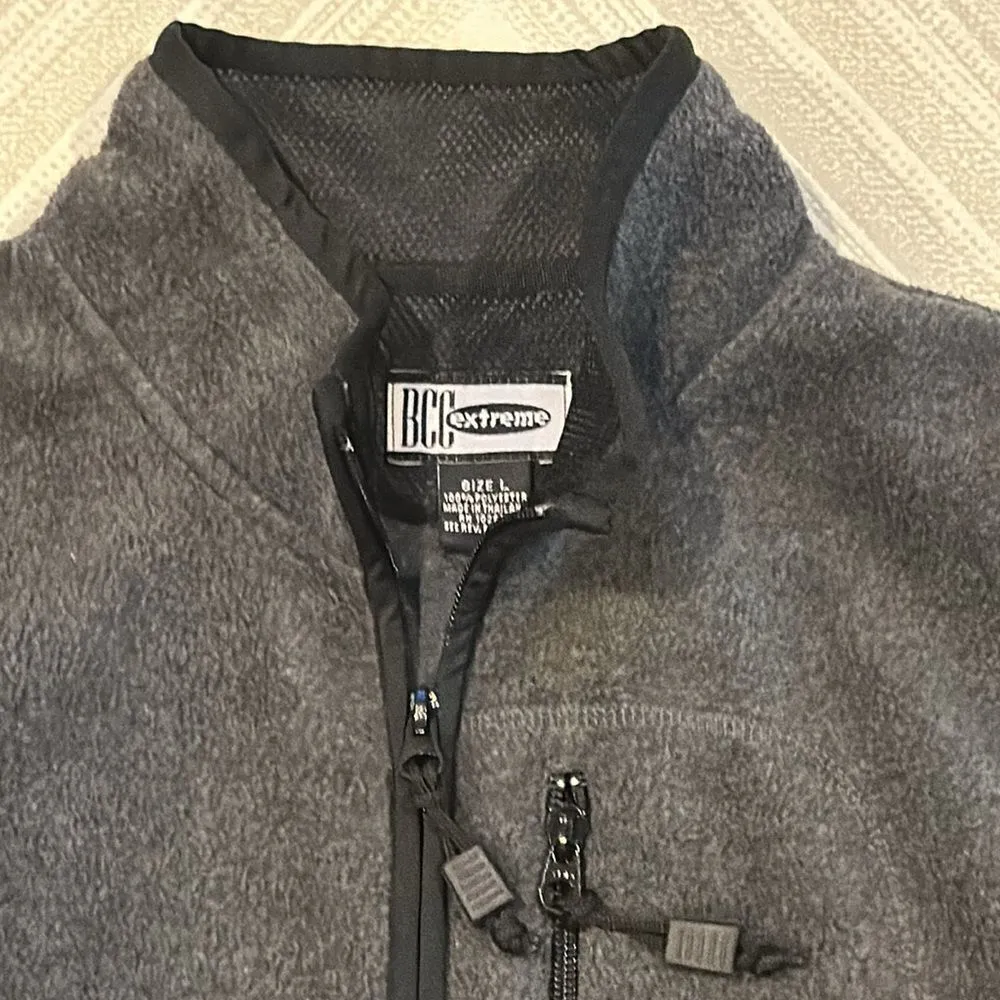 BCG extreme Women’s Grey & Black Fleece Zippered Vest Gray Size L - Image 2
