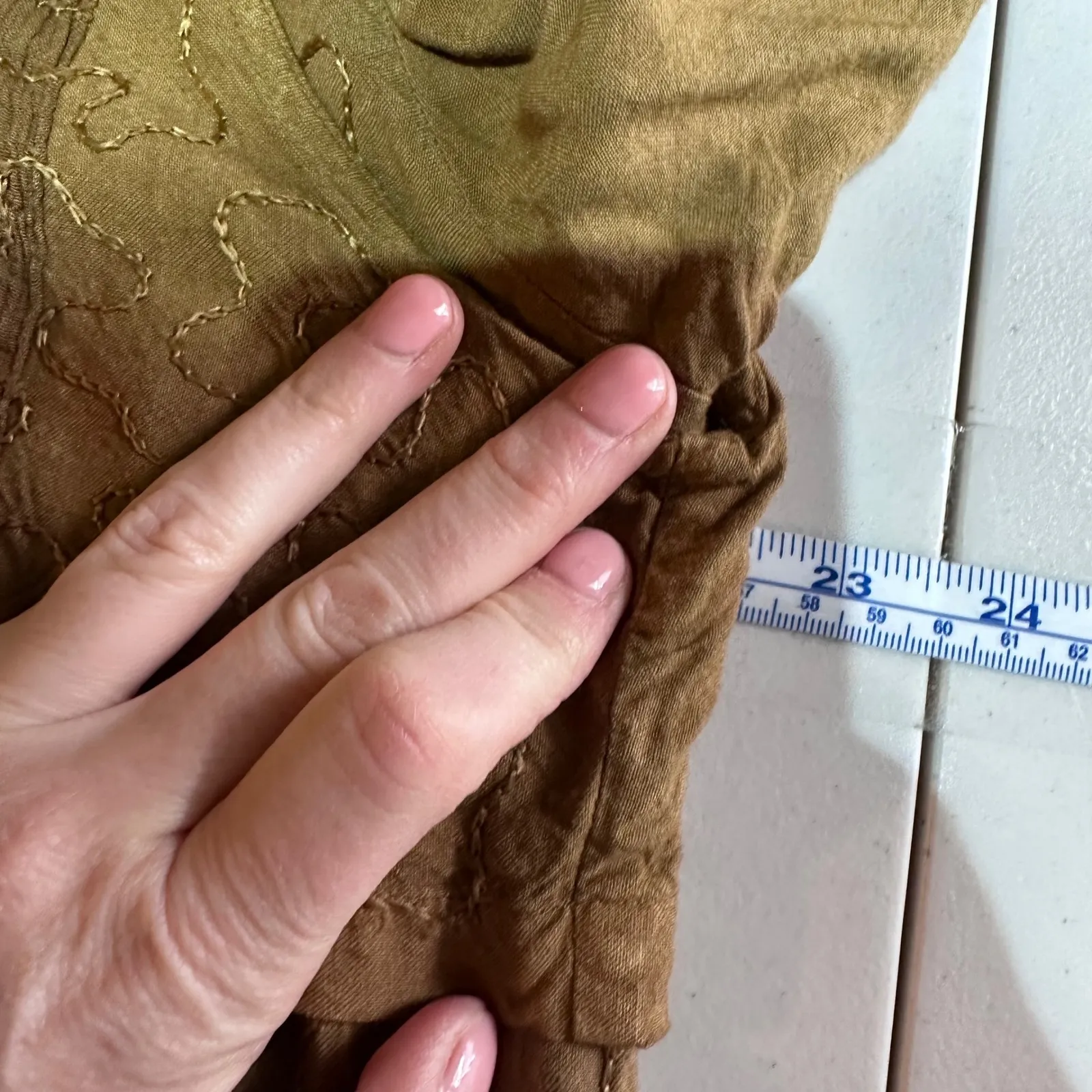 Vintage Boho Embroidered Top Maxi Skirt Brown Earth Tone Folk Cottagecore Size L - Image 16