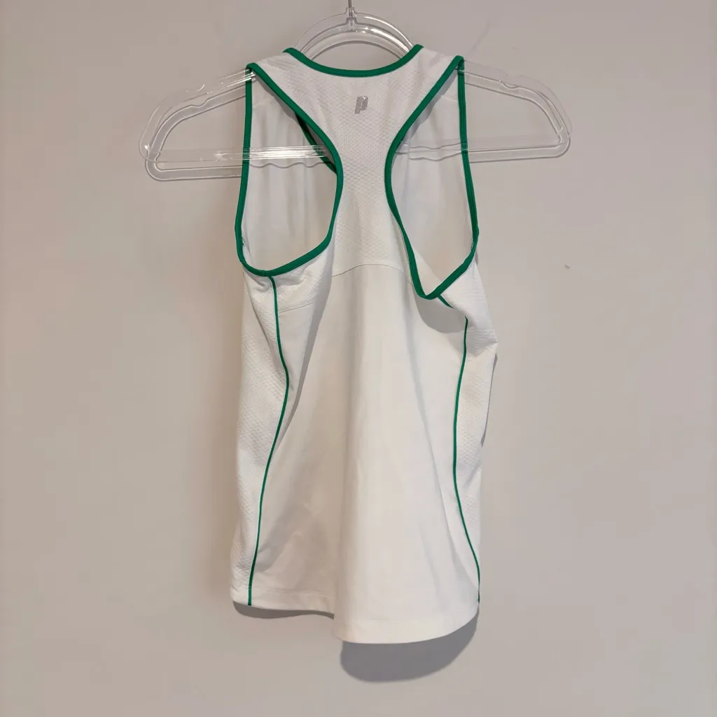 Prince Piped Racerback V Neck Tennis Tank‎ Top White Green Size XS - Image 3