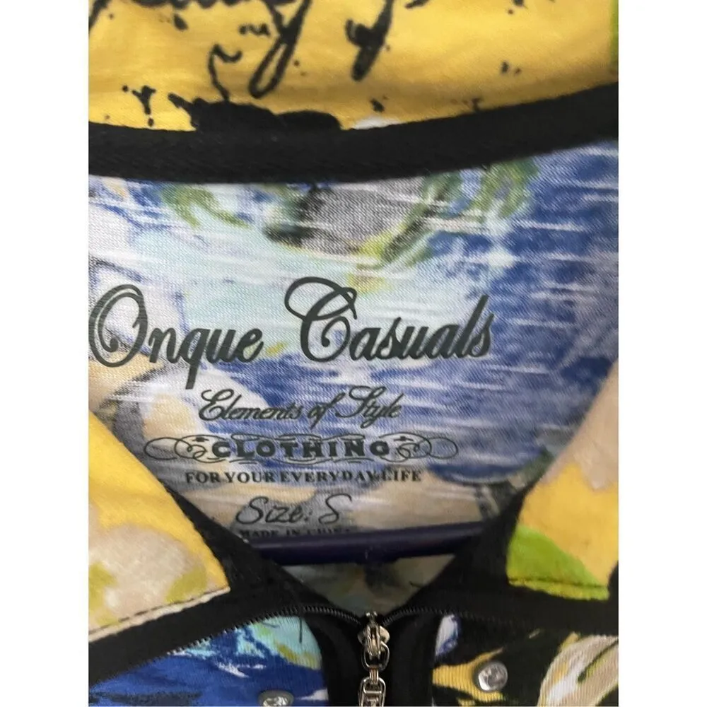 Onque Casuals size Small full zip rhinestone s and drawstring waist. Yellow - Image 3