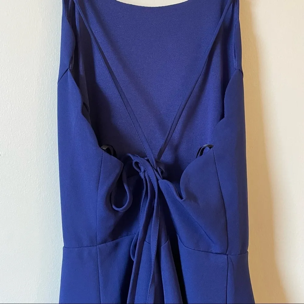 Lulus royal blue play on curves backless scalloped skater circle skirt dress - Image 4