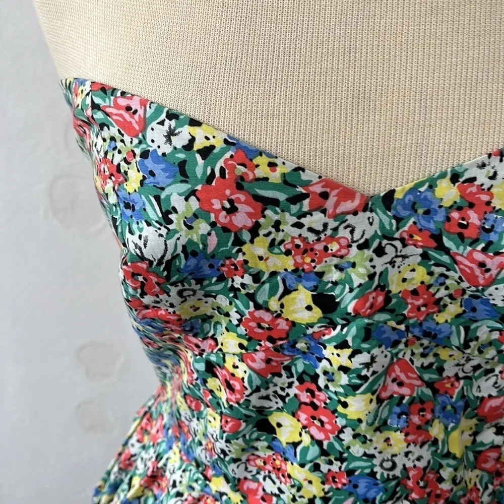 MINKPINK flirty sweetheart strapless dress size small floral fit flare flirty - Image 4