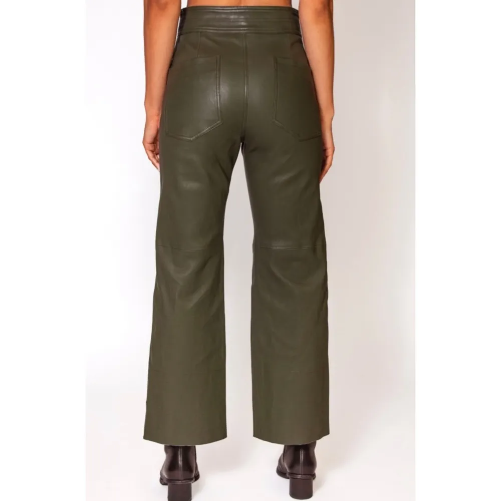 Apiece Apart Monterey leather pants in nutmeg (BROWN) - Image 4