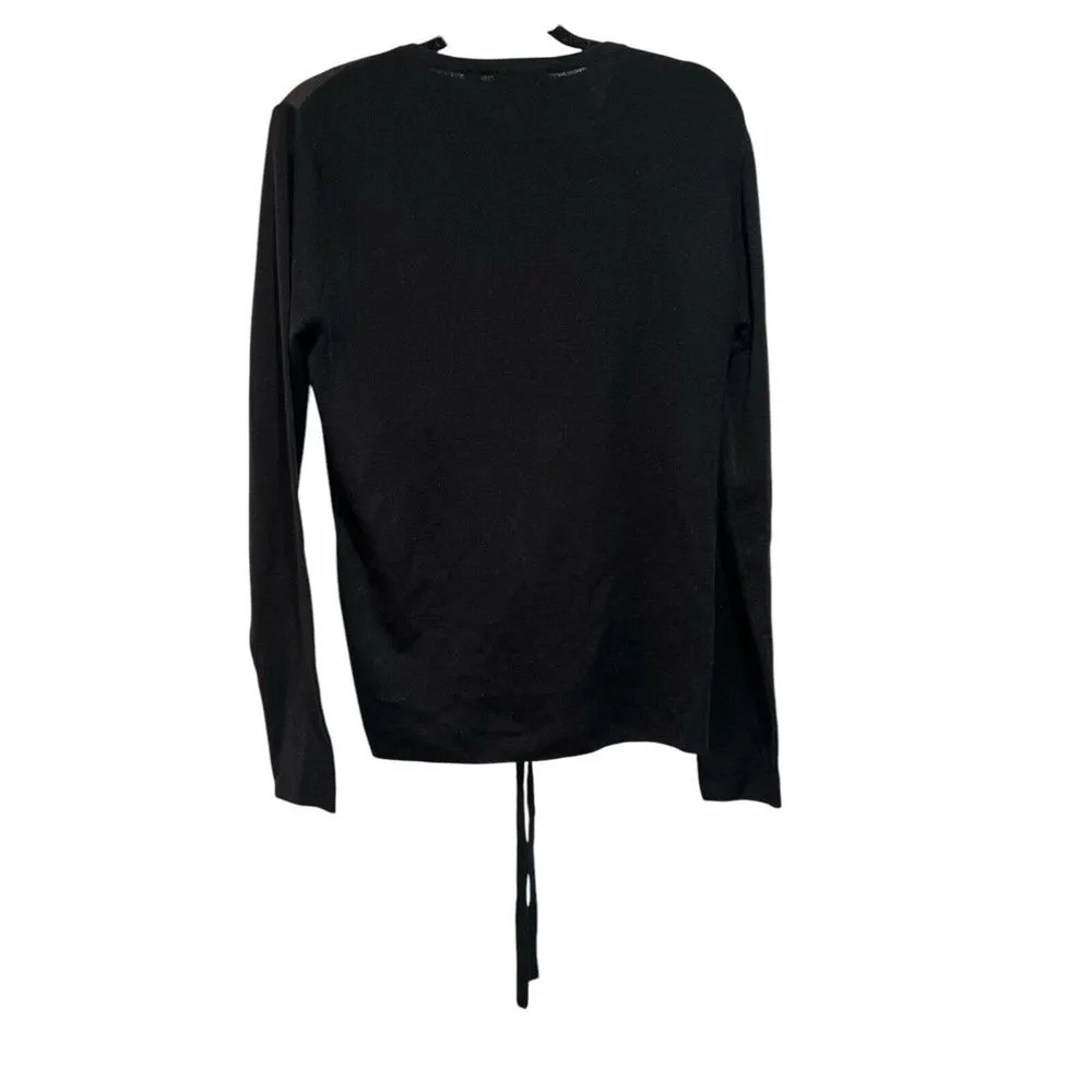 Womens Ted Baker London Black Ruched Top Shirt Wool Blend Stretch Knit Size 4‎ - Image 3