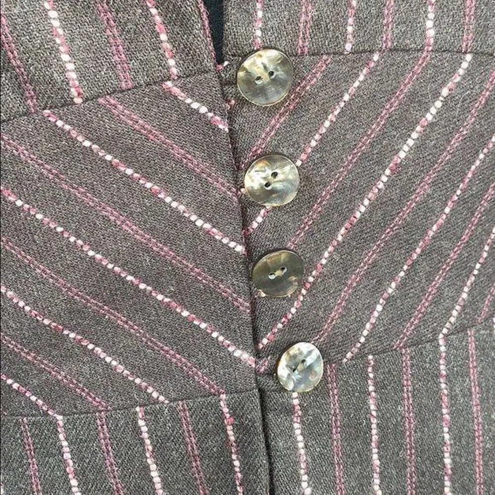 J Jill Womens Blazer Suit Jacket Wool Blend Pinstriped Tailored Brown Size 10 - Image 8