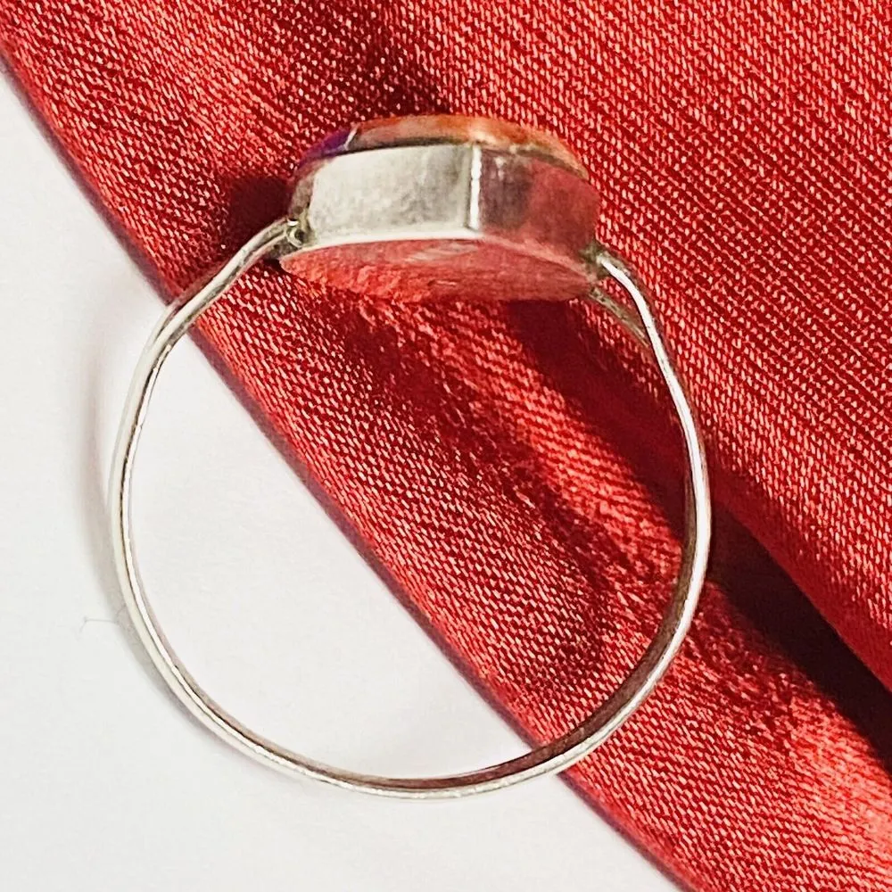 Southwest Sterling Silver Multi Stone Inlay Ring Sz 6-6.5 Signed P - Image 8