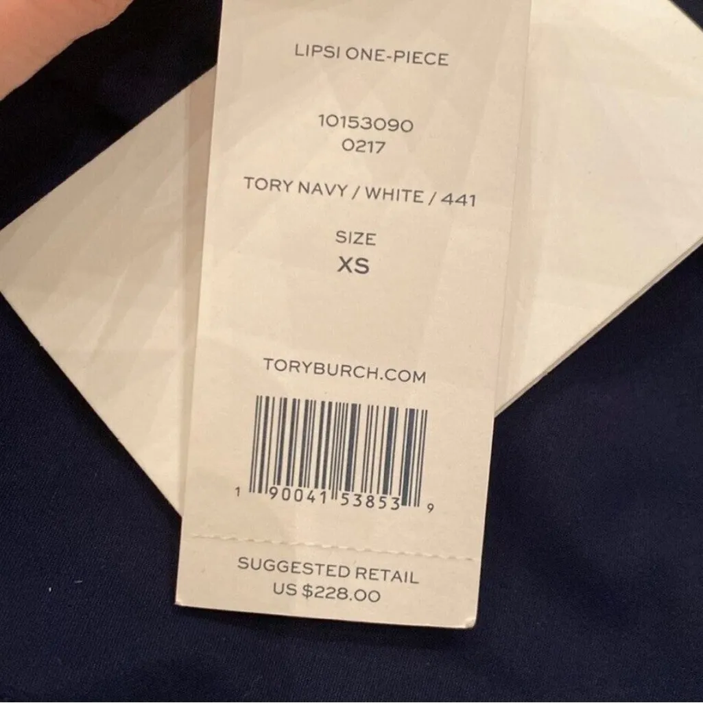 NWT Tory Burch Navy and White One Piece Bathing Suit - Image 10