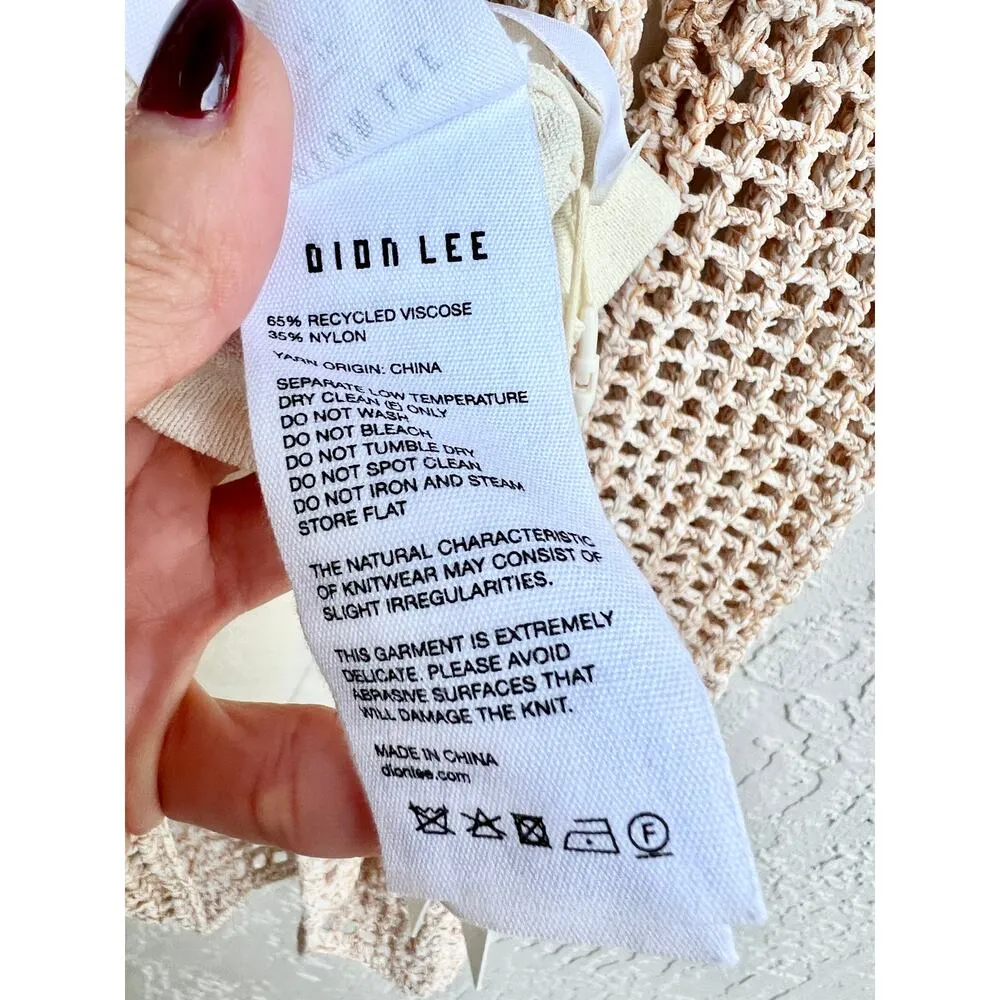 NWT Dion Lee Knit Pinnacle Stirrup Crochet Mini Dress Beige Marble Women XS - Image 7