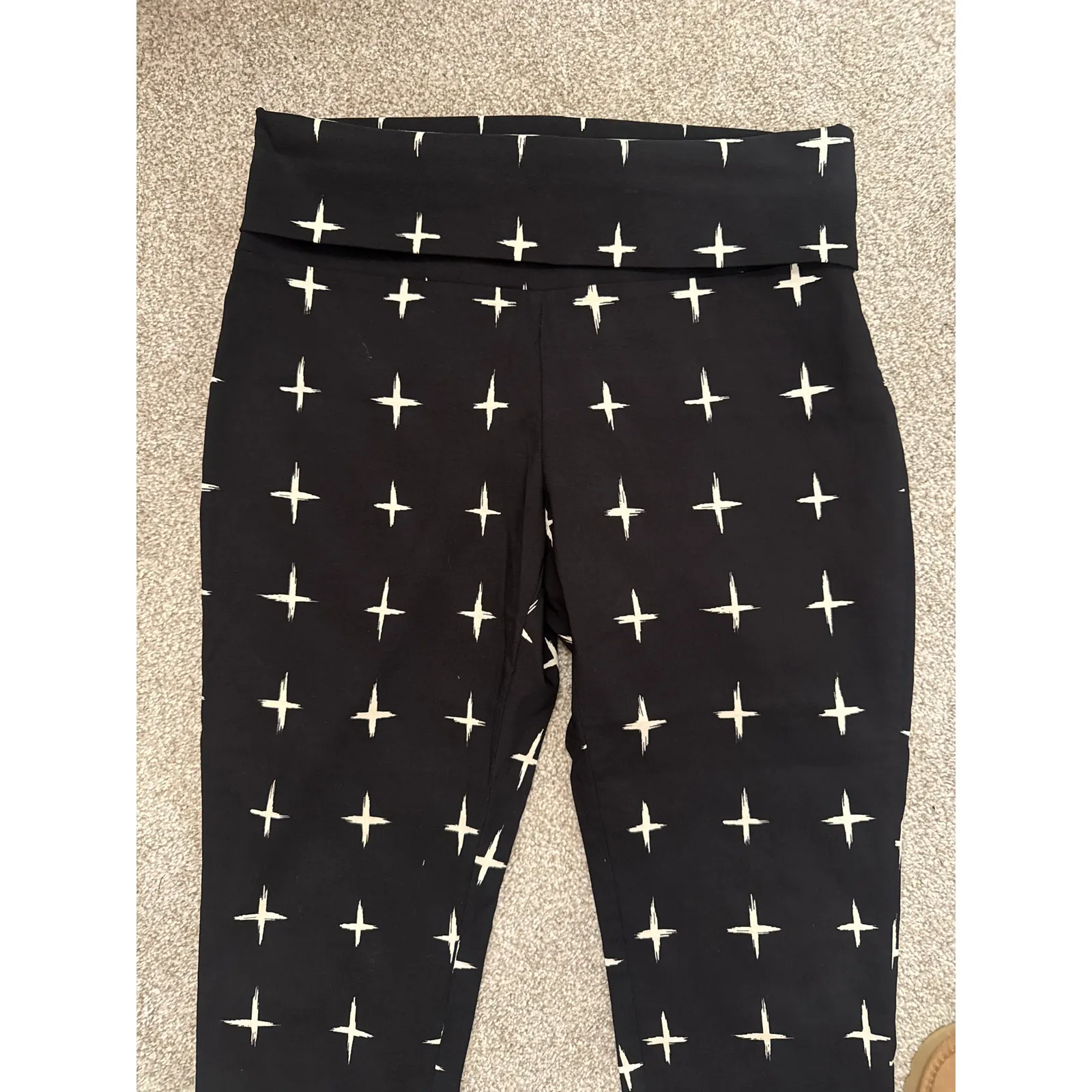 Bitte Kai Rand Foldover Magic Pants in Black/White Geometric Cross Trousers, XL Black - Image 3