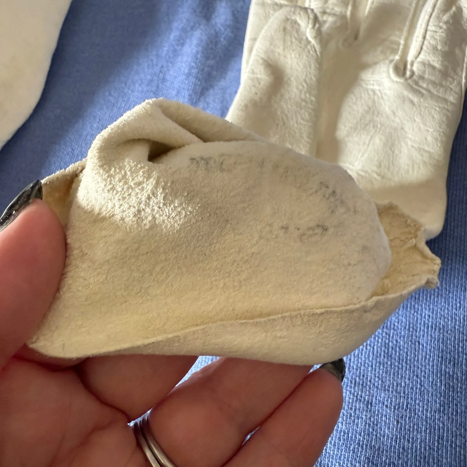 50s Vintage White Washable Doeskin Mid - Image 5