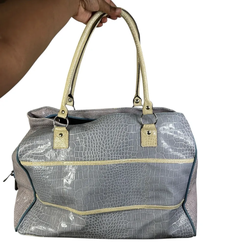 Vintage Pastel Sateen-feel Y2K Coquette Glam Guess Croc Embossed Patent Satchel - Image 3