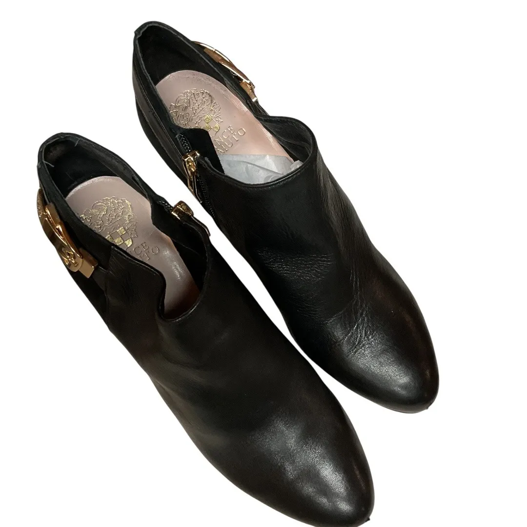 Vince Camuto Women's Black Leather Velino Almond Toe Side Zipper Booties Sz 9.5‎ - Image 2