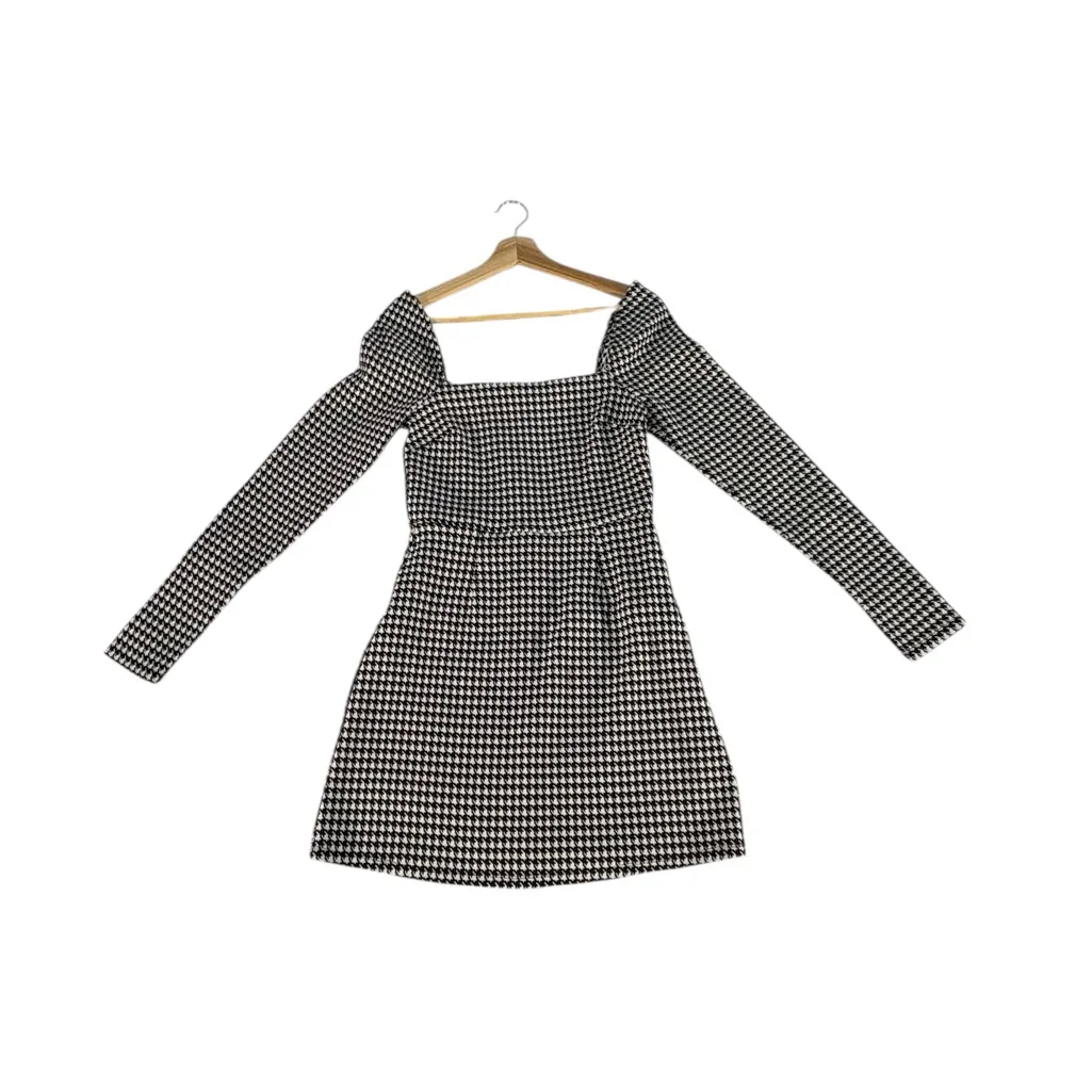 Mi Ami Houndstooth Long Sleeve Mini Dress Women’s Medium Girlhood Academia - Image 6