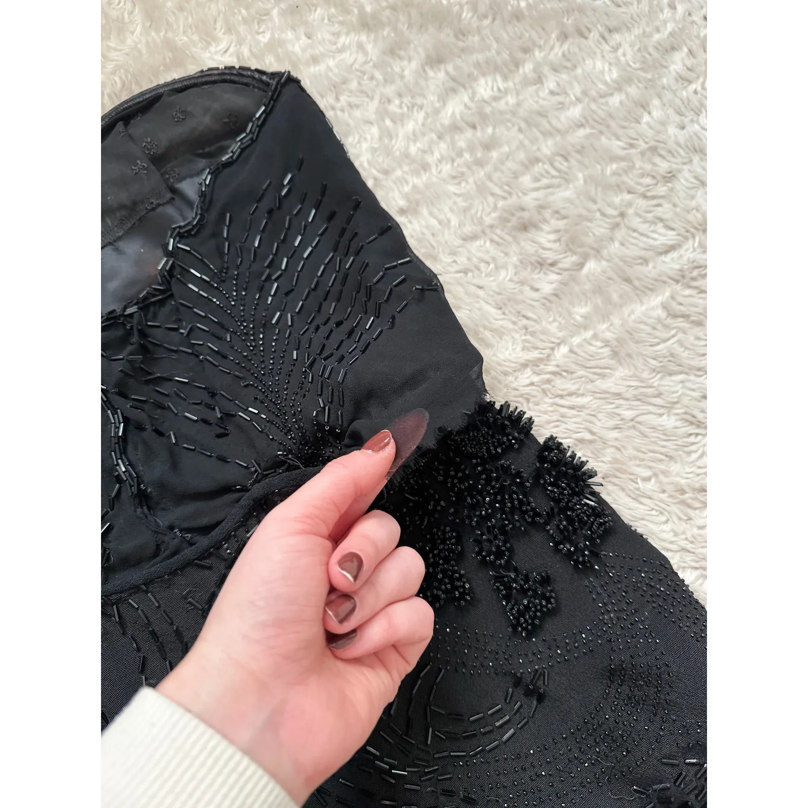 Gorgeous 2 Piece Handmade Fully Beaded Silk Corset Maxi Dress Black Tie Formal - Image 7